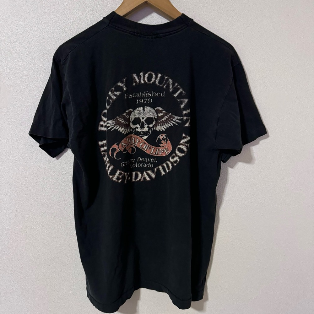 Vintage 90s Harley Davidson Single Stitch Rocky Mountain Colorado Graphic Tee-L